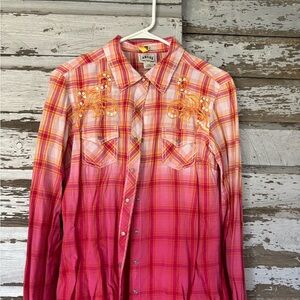 Ariat Pink Plaid Button Down Shirt
